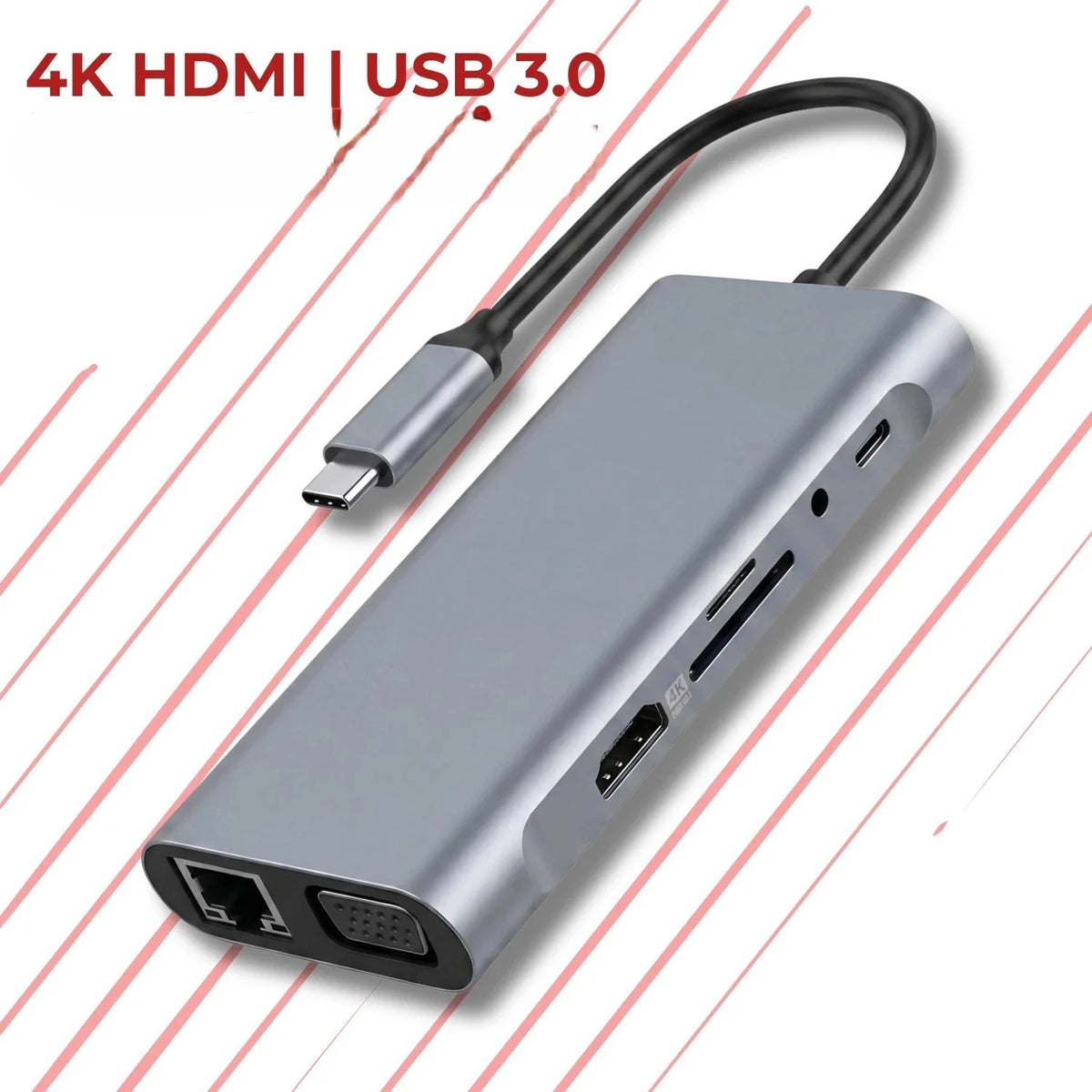 11 in 1 USB C Hub Dock HDMI 4K VGA RJ45 USB Docking Station For Laptop