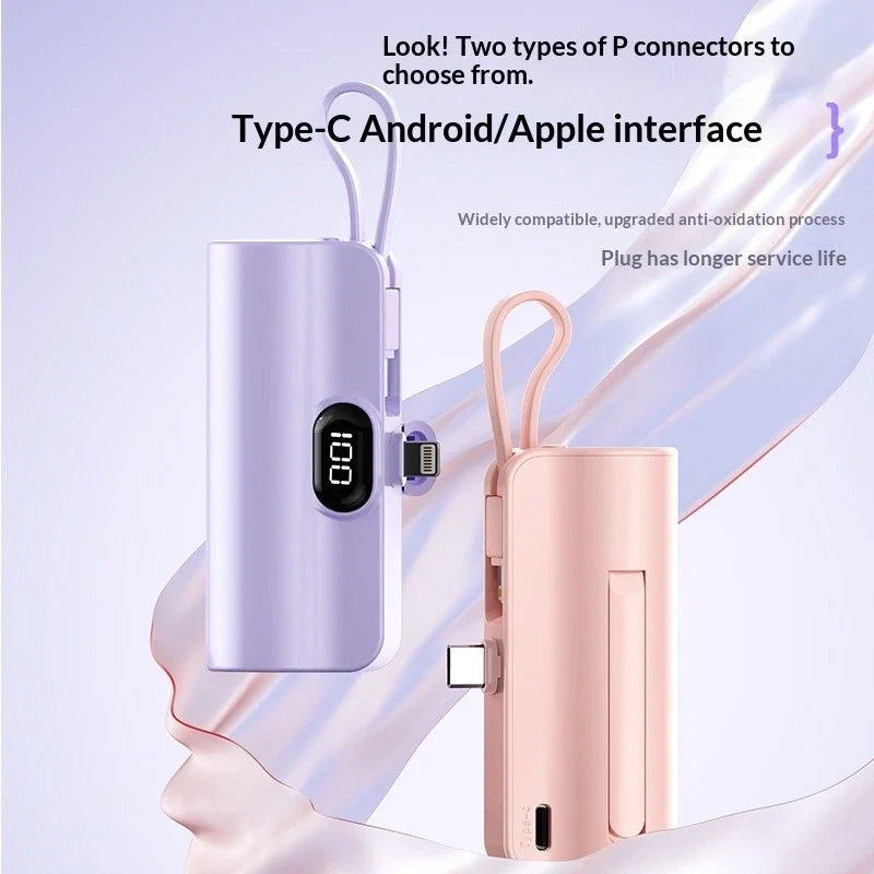 Mini Portable Power Bank 5000mAh 10000mAh USB Type-C & Apple Charger
